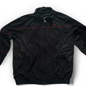 Jordan 3 elephant print Men's Black Windbreaker with Red Details